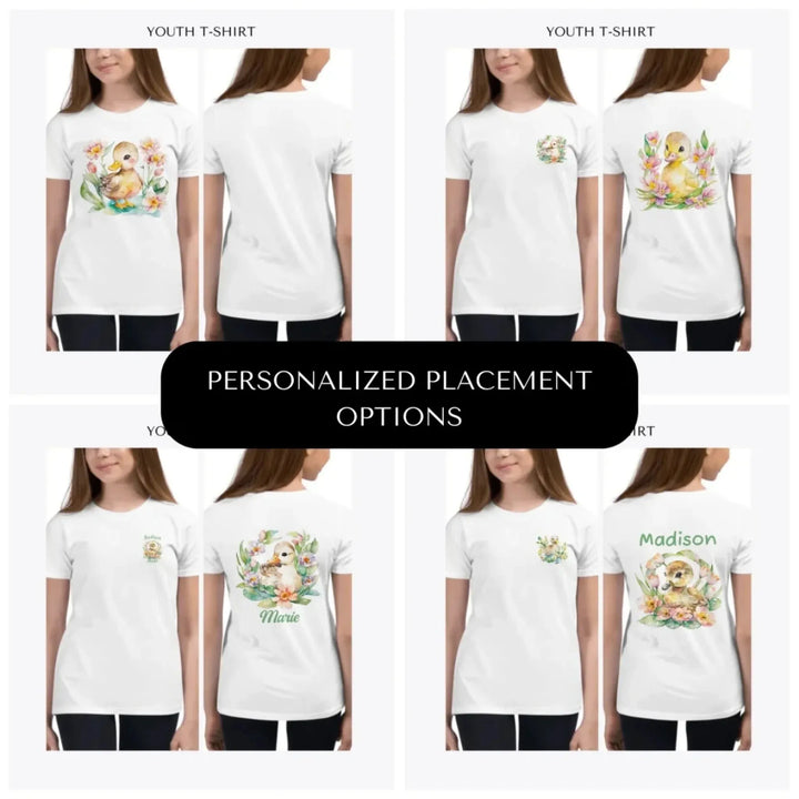 watercolor-spring-ducks-custom-youth-t-shirt-design-placement-front-back-pocket-artfulane