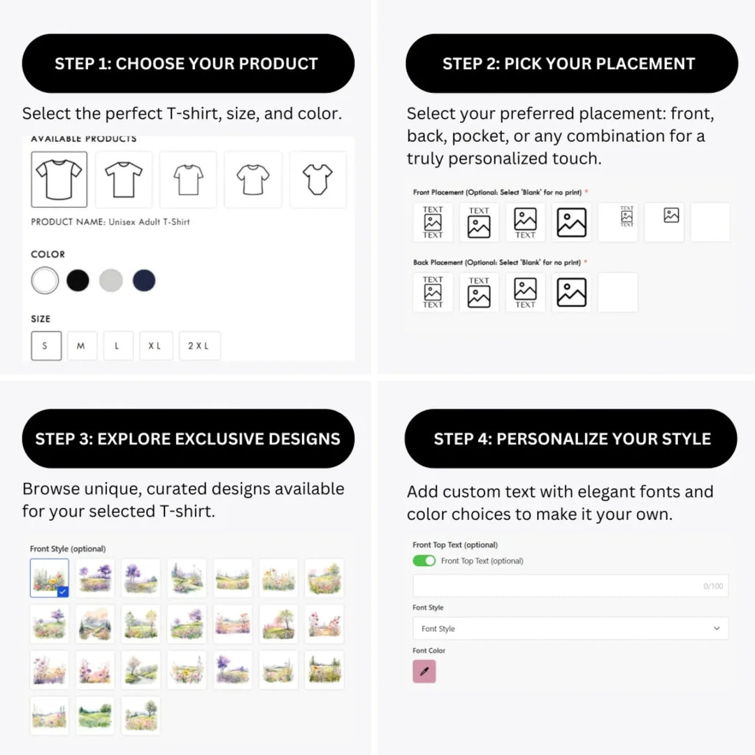 how-to-design-custom-Watercolor-Spring-t-shirt-personalization-options-artfulane