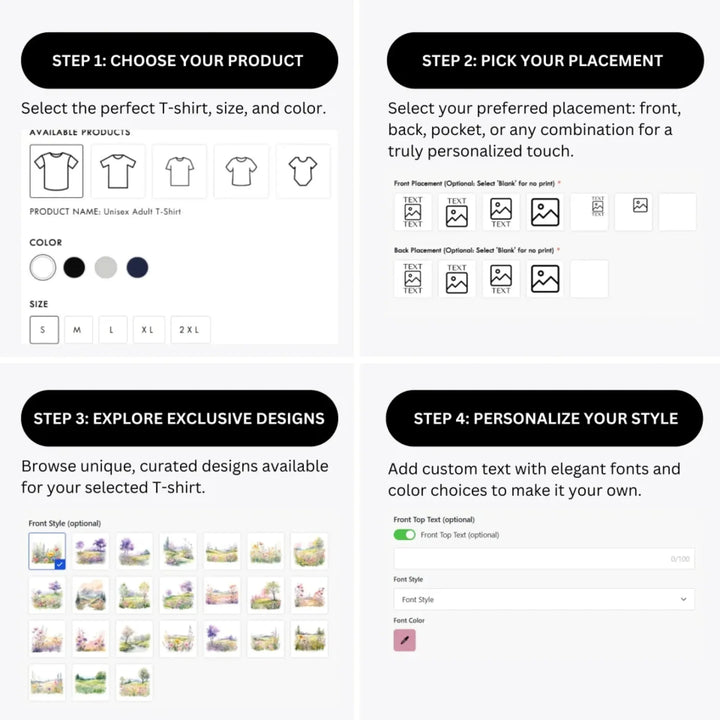 how-to-design-custom-Watercolor-Spring-t-shirt-personalization-options-artfulane