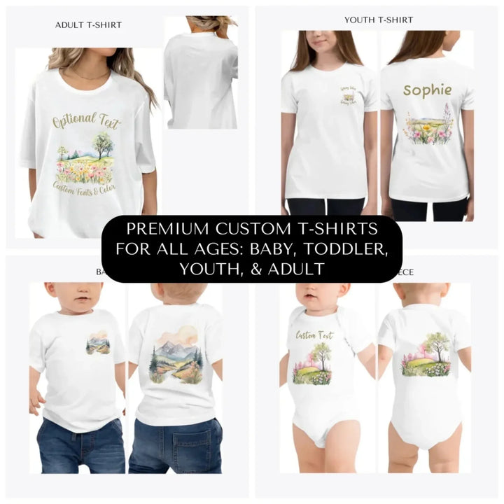 Watercolor-Spring-premium-custom-t-shirts-all-ages-artfulane