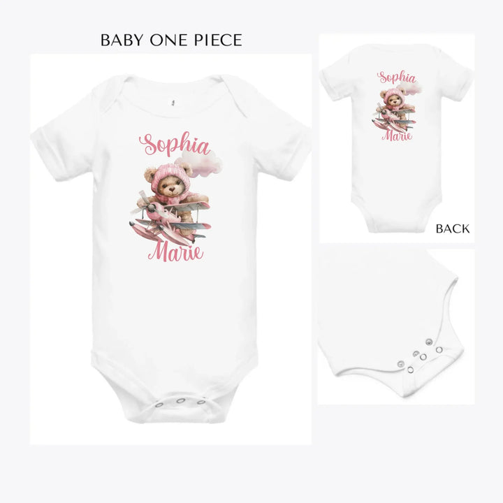 Watercolor-Teddy-Bear-Flying-Airplane-custom-baby-onesie-artfulane