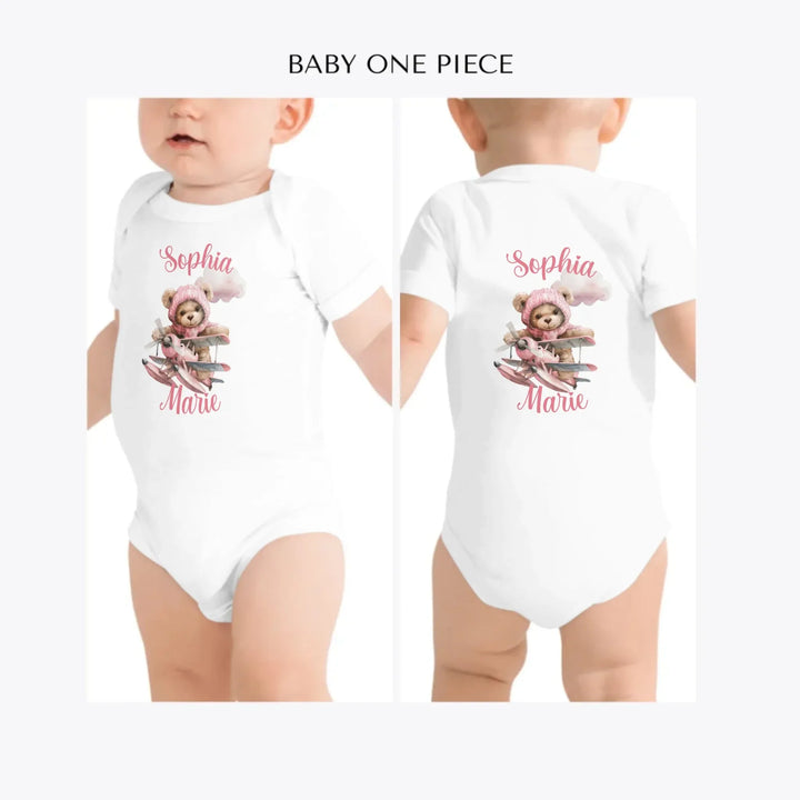 Watercolor-Teddy-Bear-Flying-Airplane-custom-baby-one-piece-artfulane