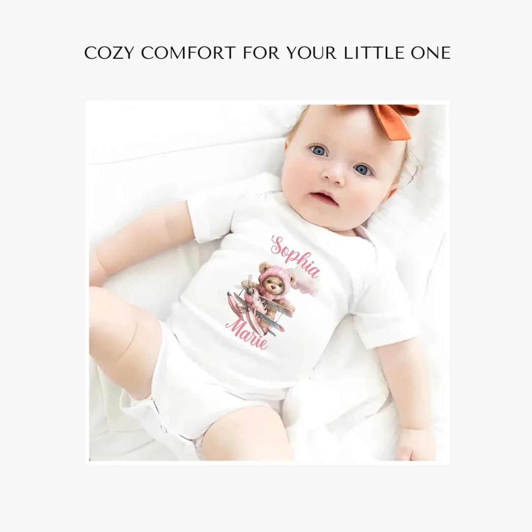 Watercolor-Teddy-Bear-Flying-Airplane-custom-baby-bodysuit-artfulane