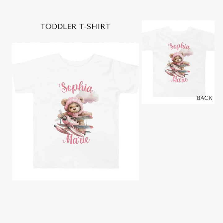 Watercolor-Teddy-Bear-Flying-Airplane-toddler-custom-t-shirt-artfulane