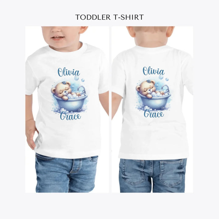 Watercolor-Teddy-Bear-in-Bathtub-personalized-toddler-t-shirt-artfulane