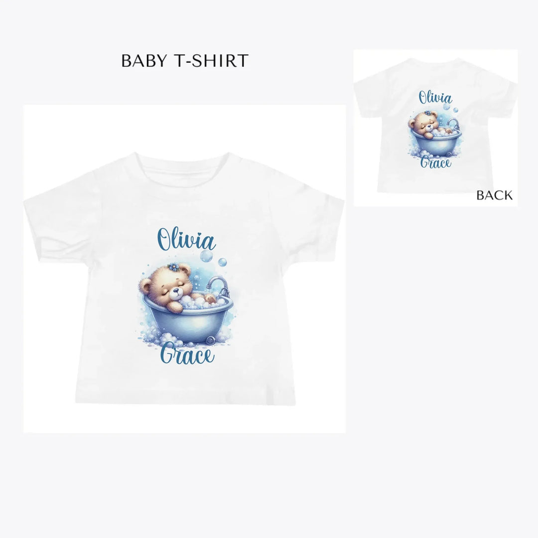 Watercolor-Teddy-Bear-in-Bathtub-custom-baby-t-shirt-artfulane