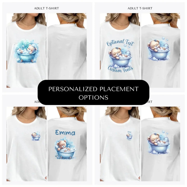 Watercolor-Teddy-Bear-in-Bathtub-custom-adult-t-shirt-design-placement-front-back-pocket-artfulane
