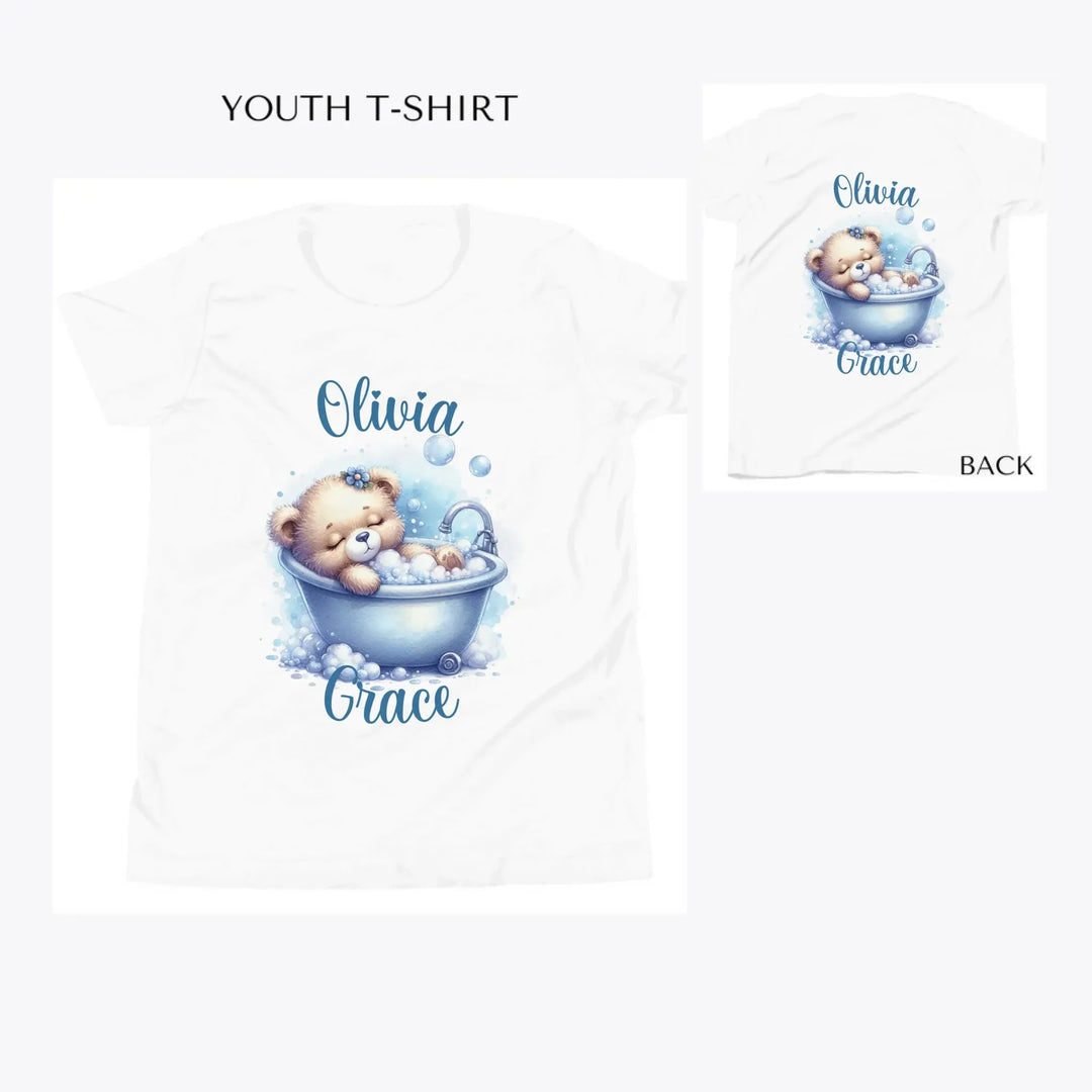 Watercolor-Teddy-Bear-in-Bathtub-custom-youth-t-shirt-artfulane