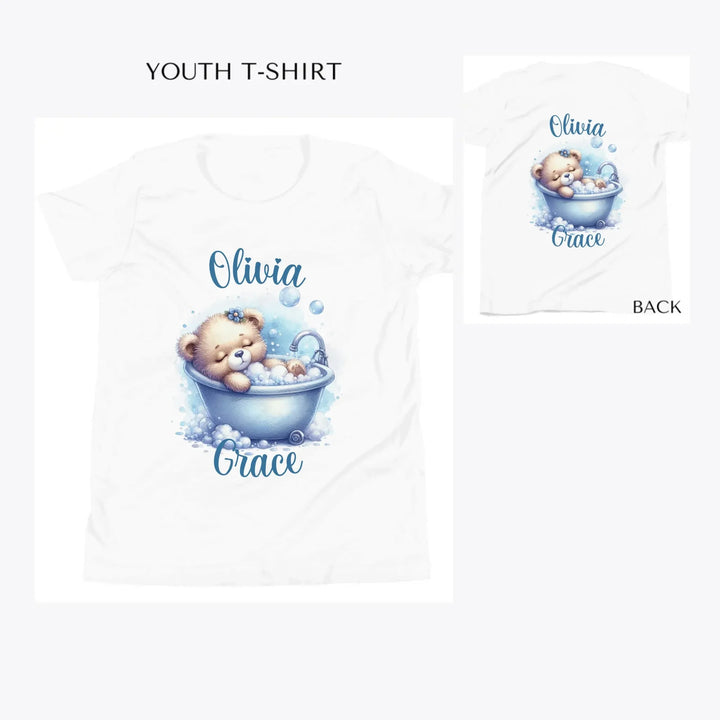 Watercolor-Teddy-Bear-in-Bathtub-custom-youth-t-shirt-artfulane