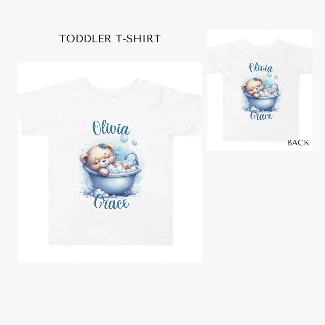 Watercolor-Teddy-Bear-in-Bathtub-toddler-custom-t-shirt-artfulane