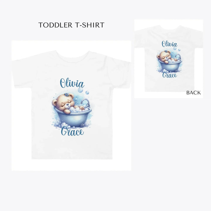 Watercolor-Teddy-Bear-in-Bathtub-toddler-custom-t-shirt-artfulane