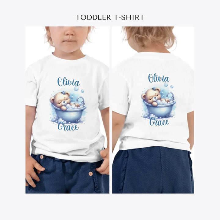 Watercolor-Teddy-Bear-in-Bathtub-custom-toddler-t-shirt-artfulane