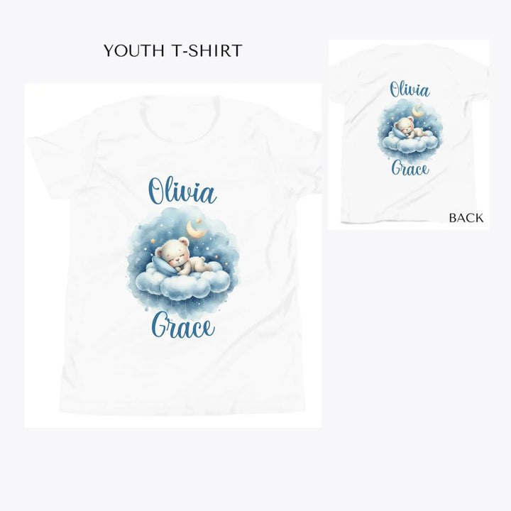 Watercolor-Teddy-Bear-Sleeping-on-Clouds-custom-youth-t-shirt-artfulane