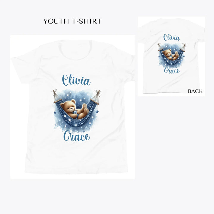 Watercolor-Teddy-Bear-Sleeping-on-Hammock-custom-youth-t-shirt-artfulane