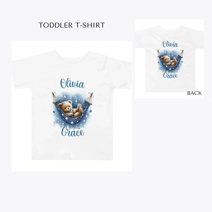 Watercolor-Teddy-Bear-Sleeping-on-Hammock-toddler-custom-t-shirt-artfulane