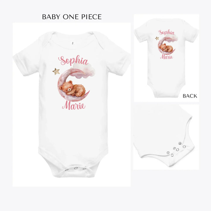 Watercolor-Teddy-Bear-Sleeping-on-Pink-Moon-custom-baby-onesie-artfulane