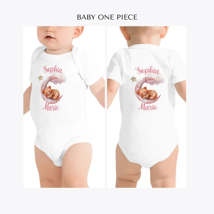 Watercolor-Teddy-Bear-Sleeping-on-Pink-Moon-custom-baby-one-piece-artfulane