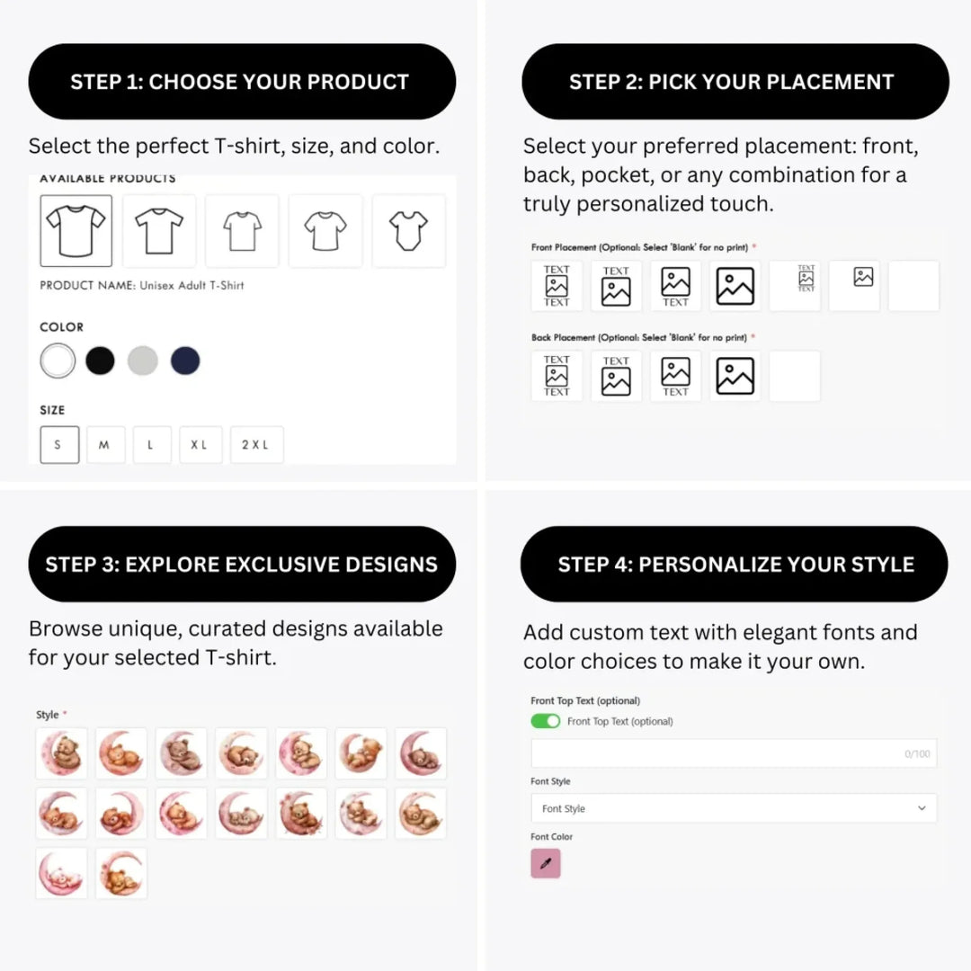 how-to-design-custom-Watercolor-Teddy-Bear-Sleeping-on-Pink-Moon-t-shirt-personalization-options-artfulane
