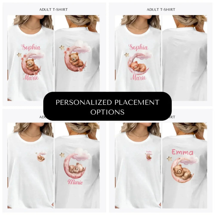 Watercolor-Teddy-Bear-Sleeping-on-Pink-Moon-custom-adult-t-shirt-design-placement-front-back-pocket-artfulane