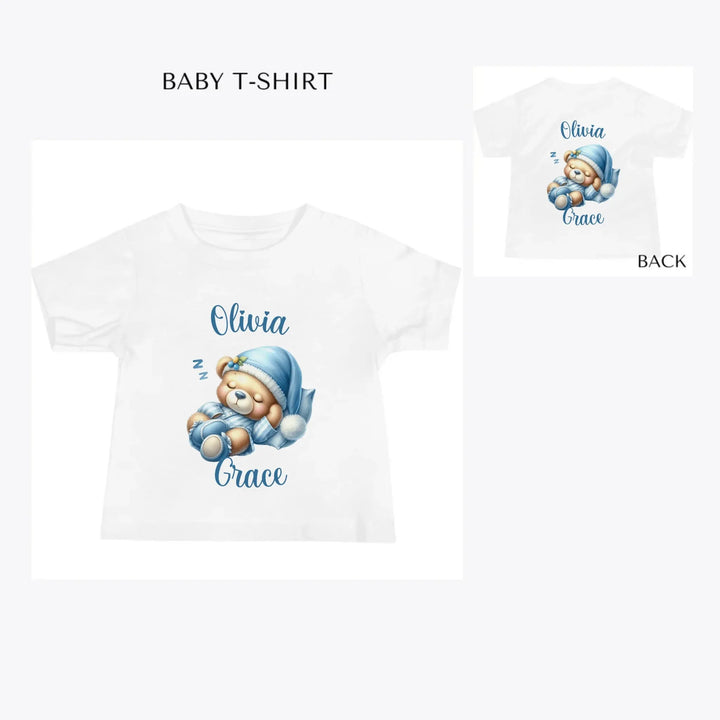 Watercolor-Teddy-Bears-in-Blue-Pajamas-custom-baby-t-shirt-artfulane