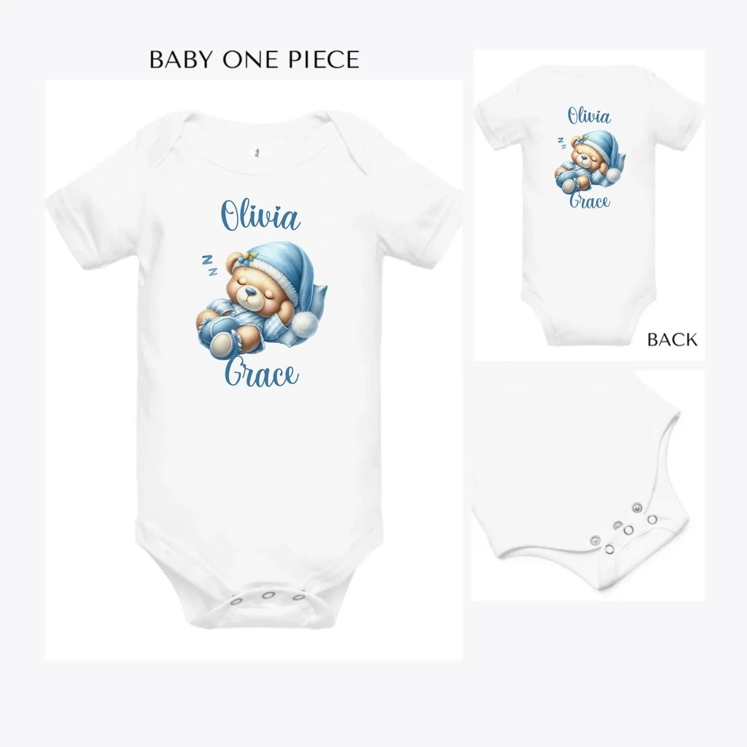 Watercolor-Teddy-Bears-in-Blue-Pajamas-custom-baby-onesie-artfulane