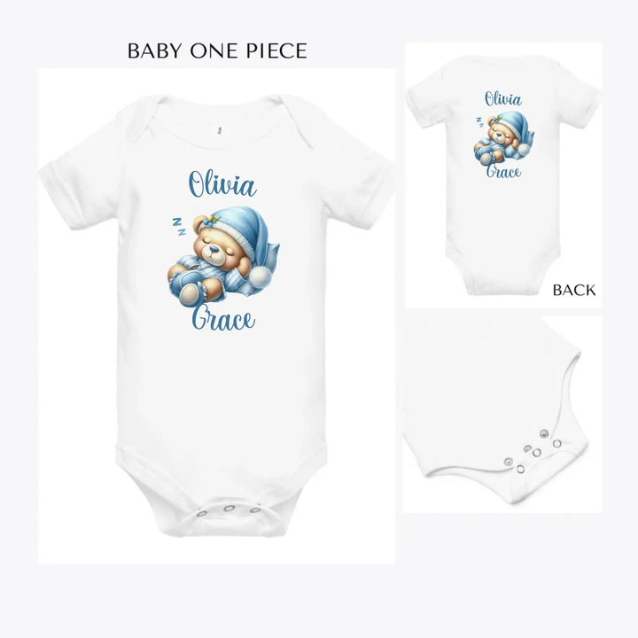 Watercolor-Teddy-Bears-in-Blue-Pajamas-custom-baby-onesie-artfulane