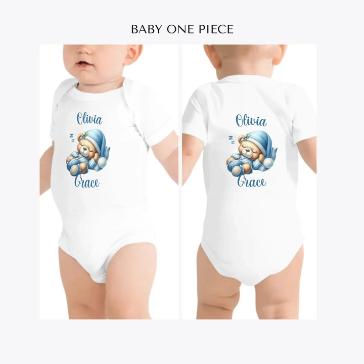 Watercolor-Teddy-Bears-in-Blue-Pajamas-custom-baby-one-piece-artfulane