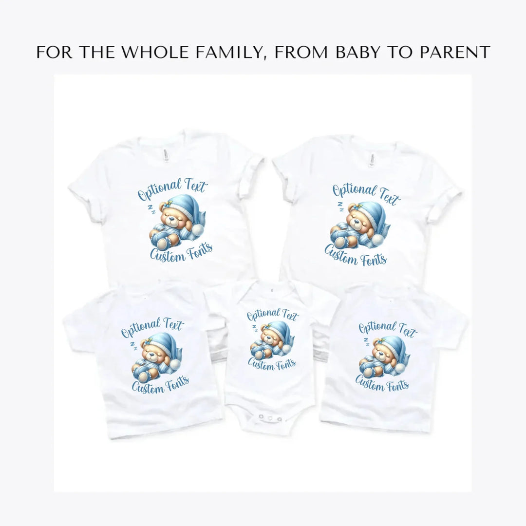 Watercolor-Teddy-Bears-in-Blue-Pajamas-custom-t-shirts-adult-youth-toddler-baby-sizes-artfulane