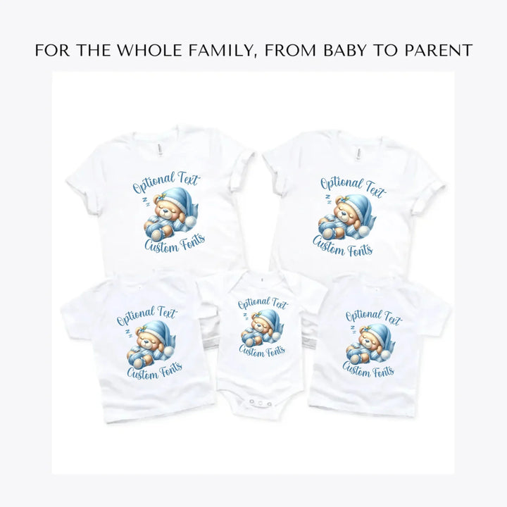 Watercolor-Teddy-Bears-in-Blue-Pajamas-custom-t-shirts-adult-youth-toddler-baby-sizes-artfulane