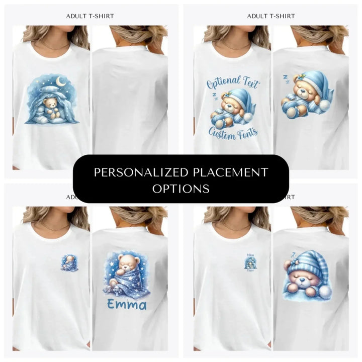Watercolor-Teddy-Bears-in-Blue-Pajamas-custom-adult-t-shirt-design-placement-front-back-pocket-artfulane