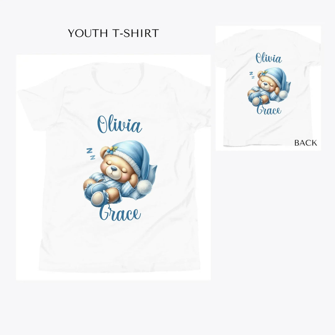 Watercolor-Teddy-Bears-in-Blue-Pajamas-custom-youth-t-shirt-artfulane