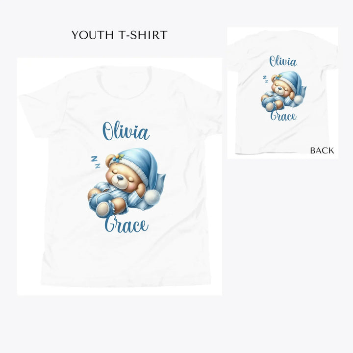 Watercolor-Teddy-Bears-in-Blue-Pajamas-custom-youth-t-shirt-artfulane