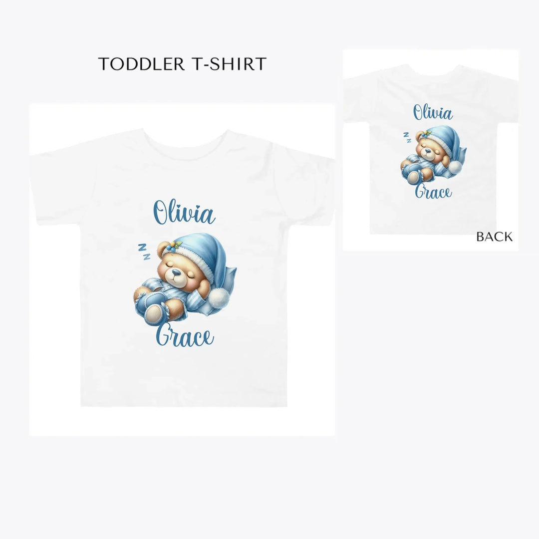 Watercolor-Teddy-Bears-in-Blue-Pajamas-toddler-custom-t-shirt-artfulane