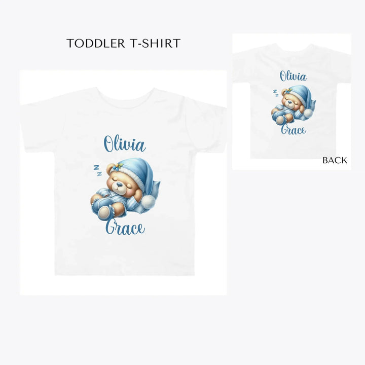 Watercolor-Teddy-Bears-in-Blue-Pajamas-toddler-custom-t-shirt-artfulane