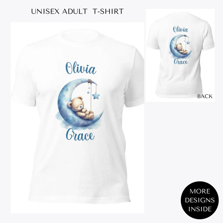 Watercolor-Teddy-Bears-Sleeping-on-Moon-custom-women-unisex-adult-t-shirt-artfulane