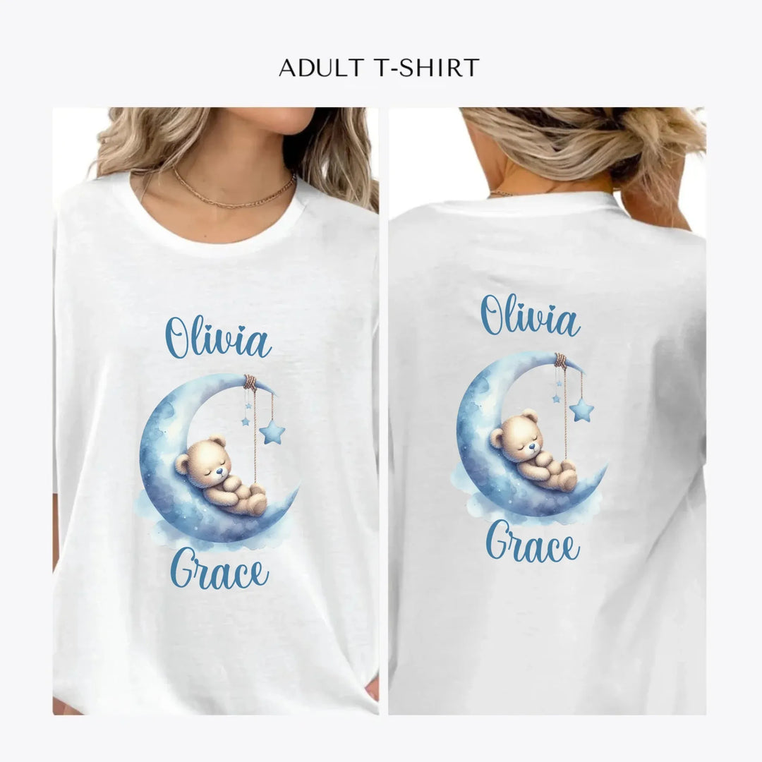 Watercolor-Teddy-Bear-Sleeping-on-Moon-personalized-women-unisex-adult-t-shirt-artfulane