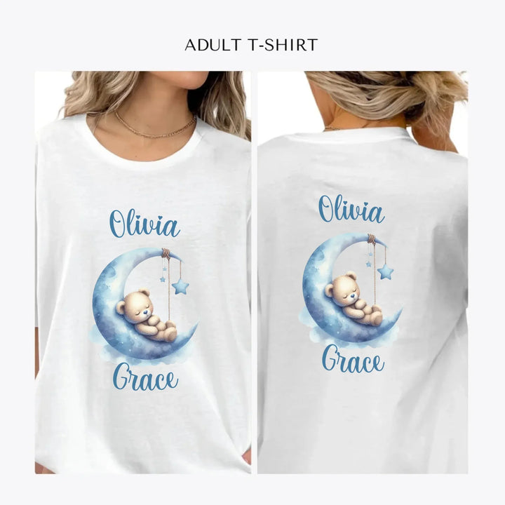 Watercolor-Teddy-Bear-Sleeping-on-Moon-personalized-women-unisex-adult-t-shirt-artfulane