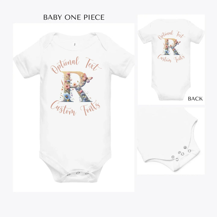 Watercolor-Wildflower-Letter-Initial-custom-baby-onesie-artfulane