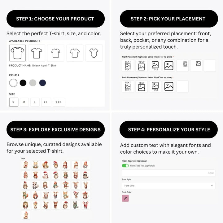 how-to-design-custom-Watercolor-Winter-Woodland-Animals-t-shirt-personalization-options-artfulane