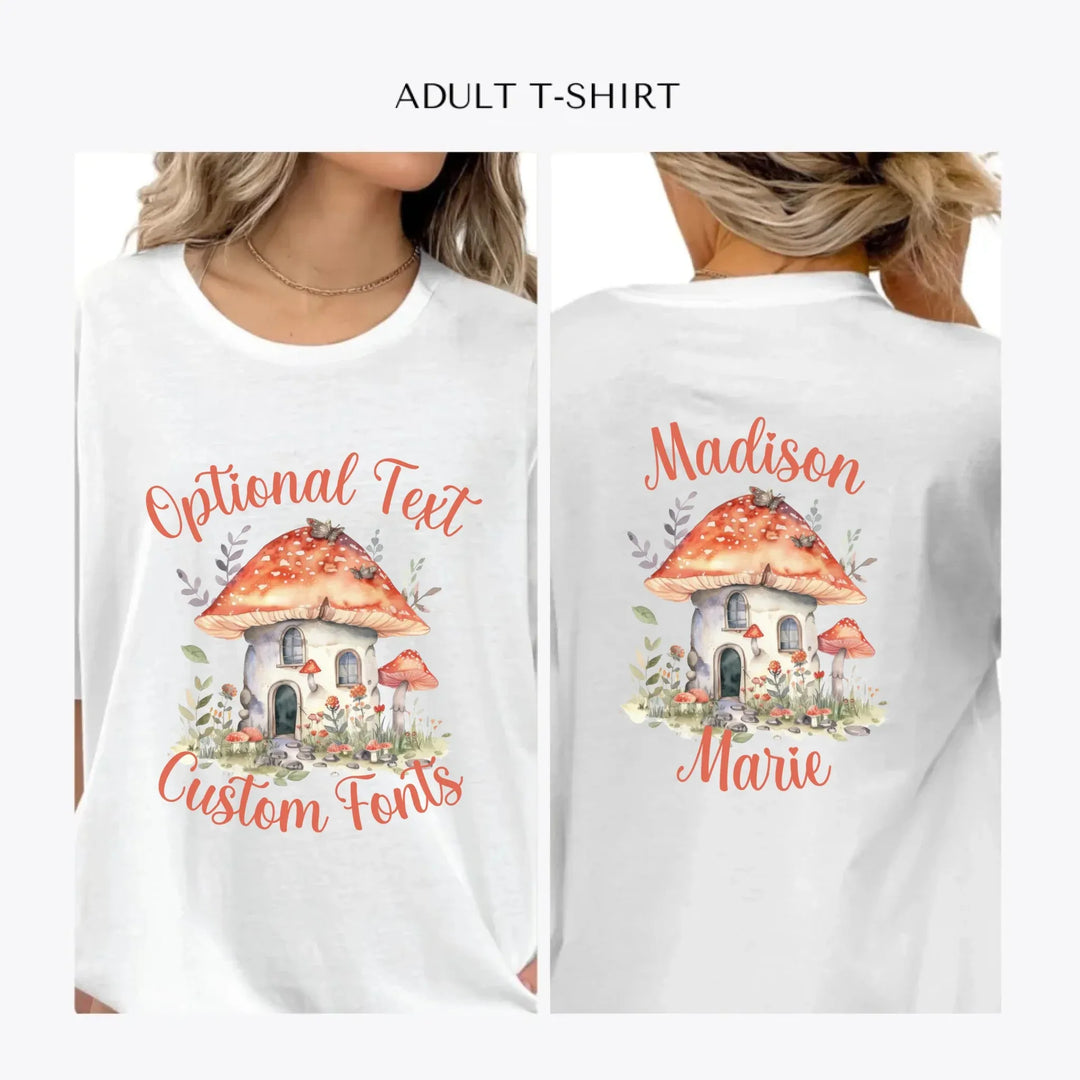 watercolor-woodland-mushroom-homes-personalized-women-unisex-adult-t-shirt-artfulane
