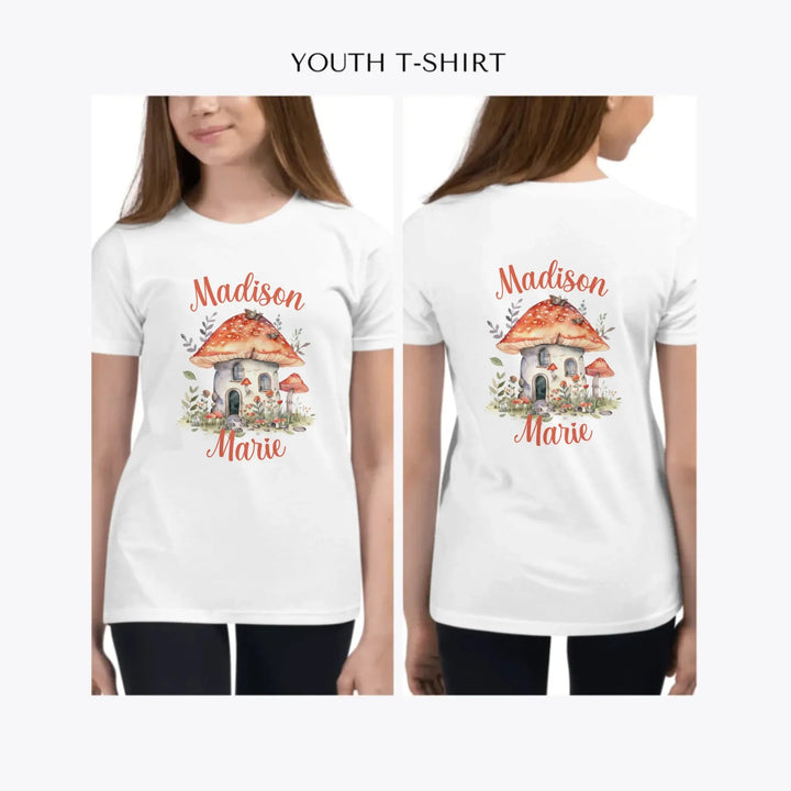 watercolor-woodland-mushroom-homes-custom-youth-girl-t-shirt-artfulane