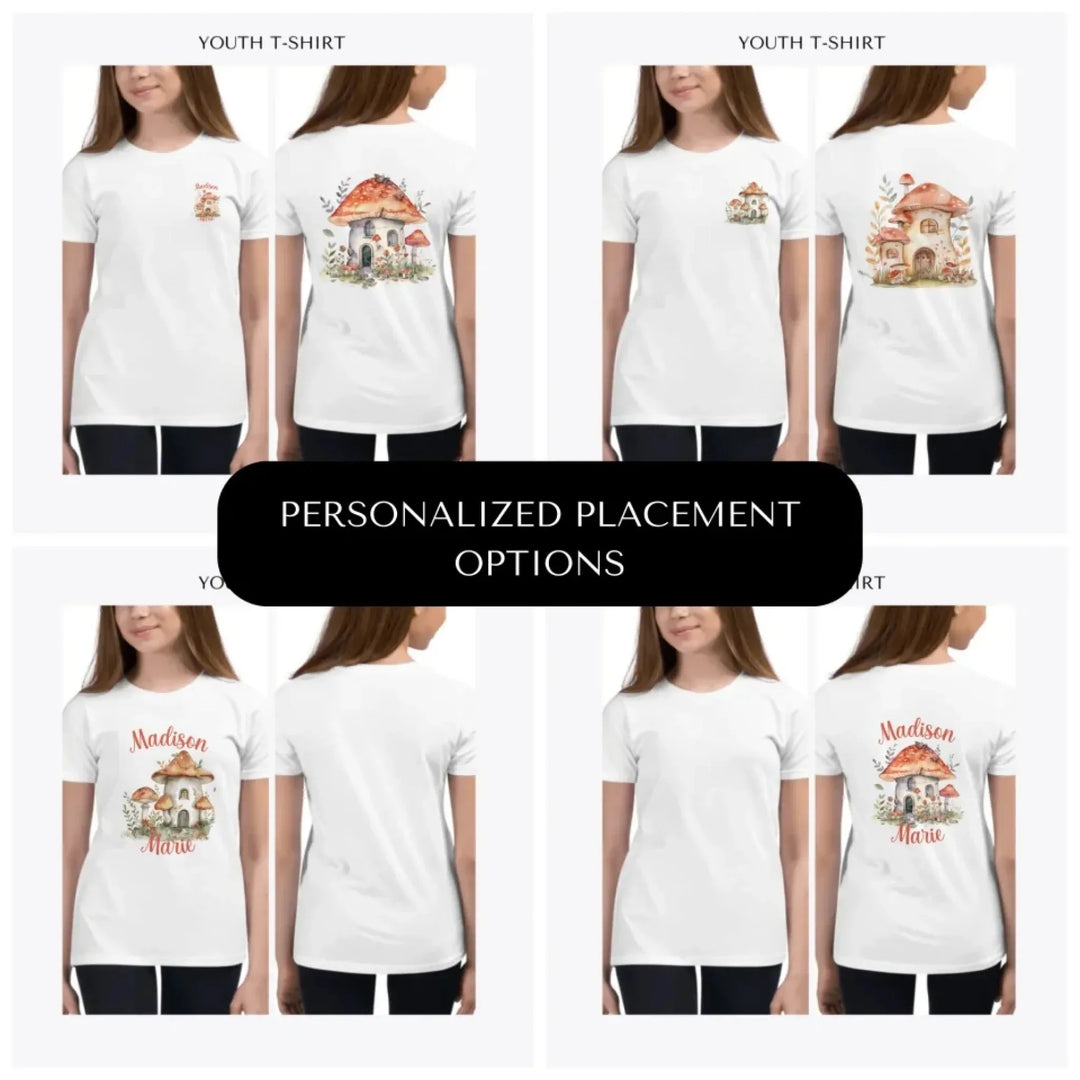watercolor-woodland-mushroom-homes-custom-youth-t-shirt-design-placement-front-back-pocket-artfulane