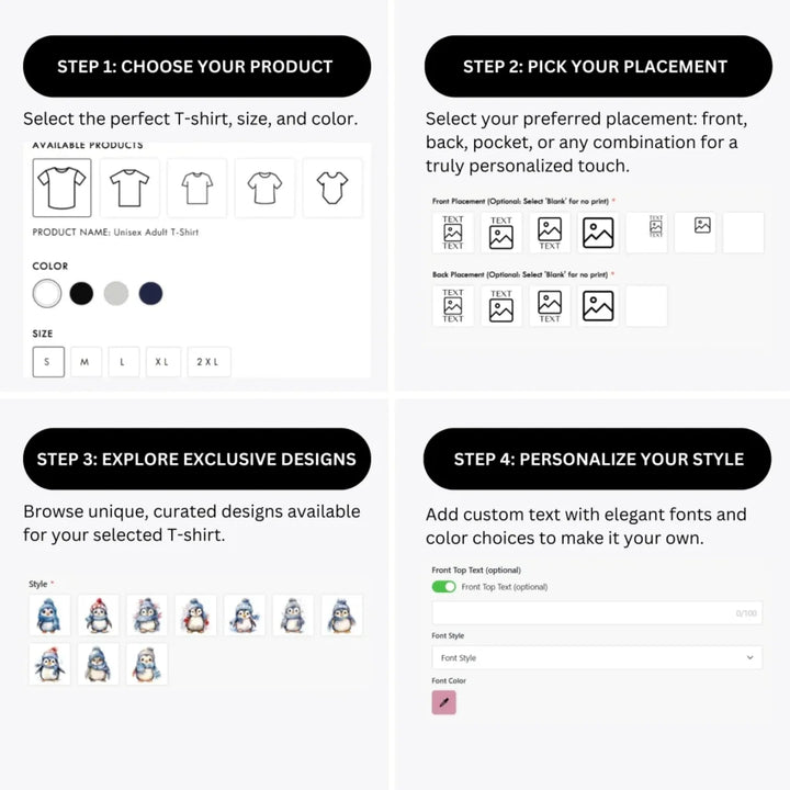 how-to-design-custom-Winter-Penguins-t-shirt-personalization-options-artfulane