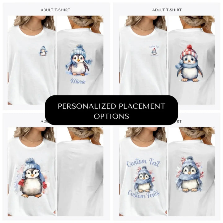Winter-Penguins-custom-adult-t-shirt-design-placement-front-back-pocket-artfulane