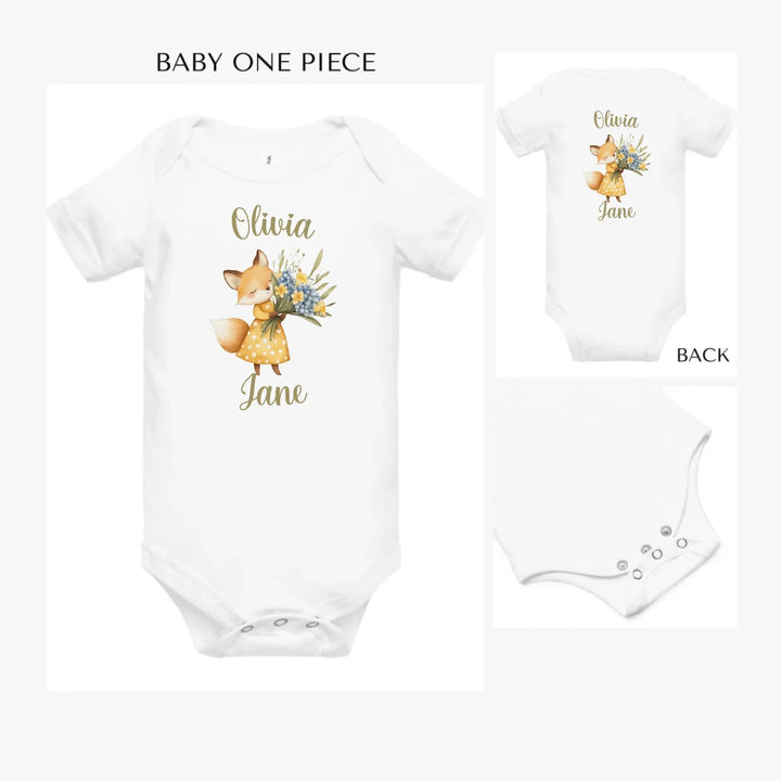 Yellow-Spring-Woodland-Animal-custom-baby-onesie-artfulane