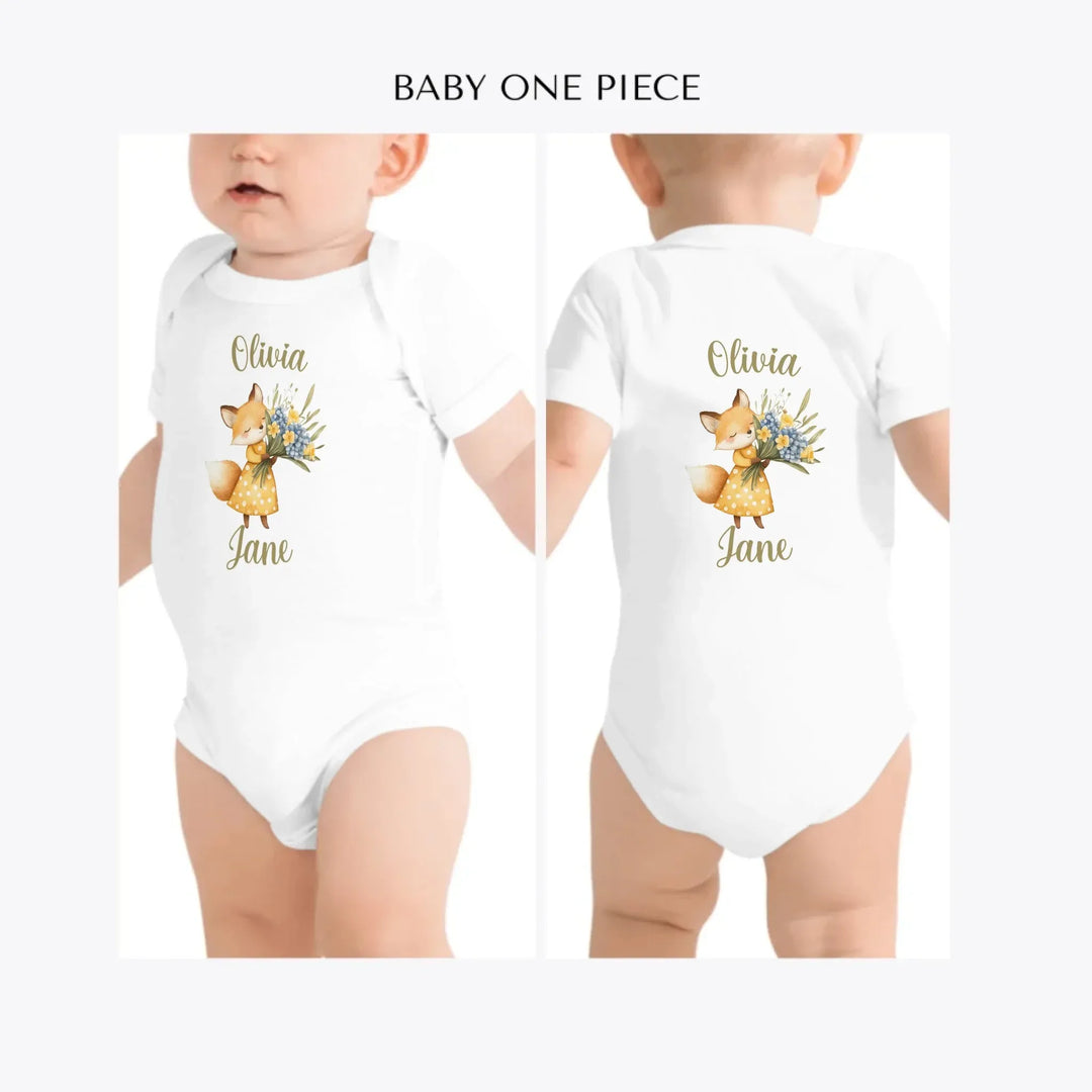 Yellow-Spring-Woodland-Animal-custom-baby-one-piece-artfulane
