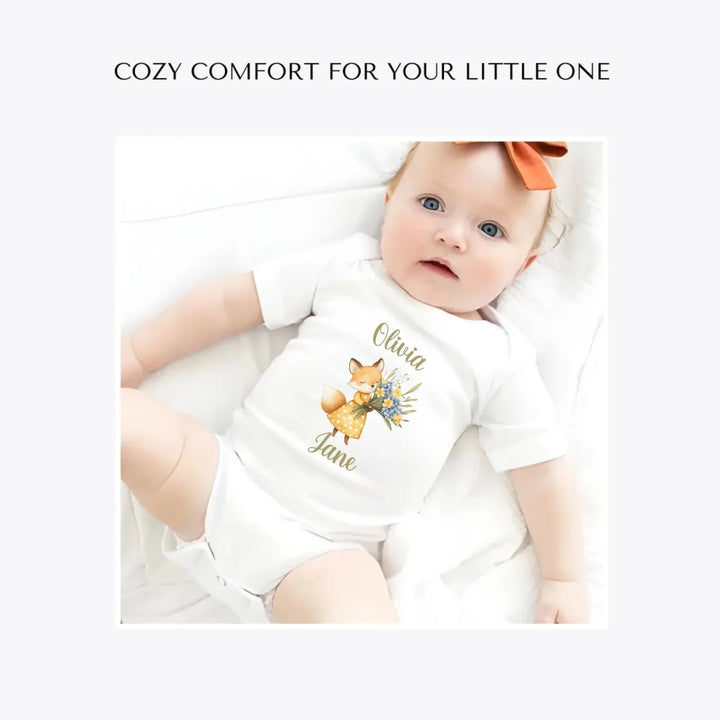 Yellow-Spring-Woodland-Animal-custom-baby-bodysuit-artfulane