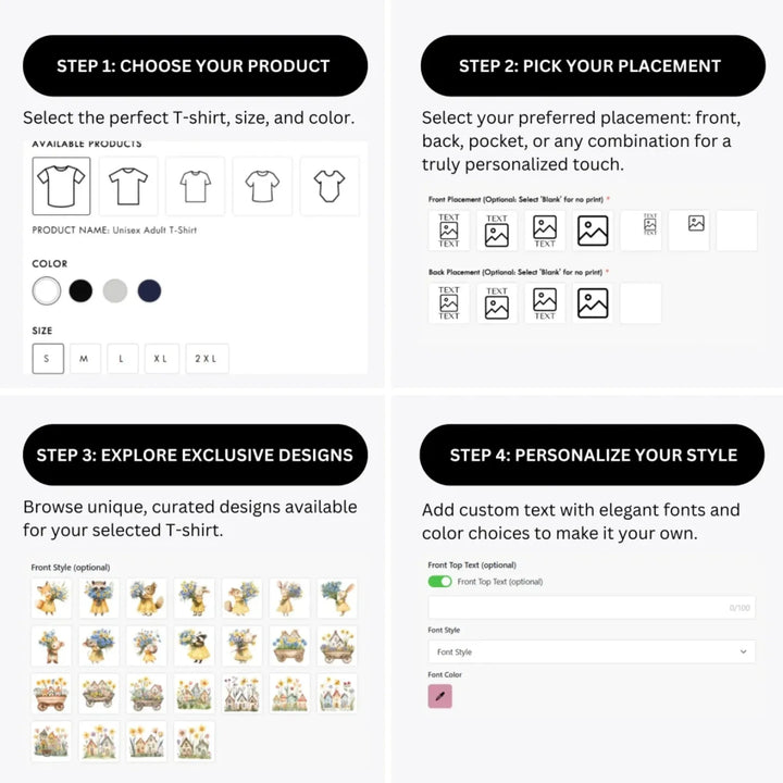 how-to-design-custom-Yellow-Spring-Woodland-Animal-t-shirt-personalization-options-artfulane