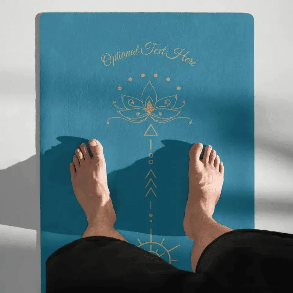 Custom Yoga Mat - Golden Lotus Flower - ARTFULANE