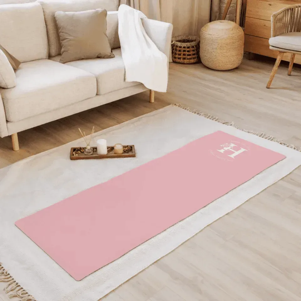 Custom Yoga Mat - Moon Flower Initial - ARTFULANE